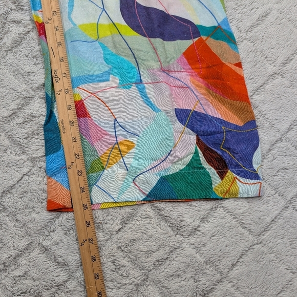 Ranna Gill Jumpsuit Womens S Blue Water Color Tie Back Cutout Linen Blend Boho - Picture 6 of 9